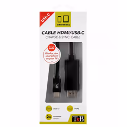 T'nB HDMIUSBC câble vidéo et adaptateur 2 m HDMI Type A (Standard) USB Type-C Noir