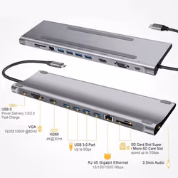 T'nB DOCKUSBC11 station d'accueil Avec fil USB 3.2 Gen 1 (3.1 Gen 1) Type-C Argent - Vue supplémentaire 5