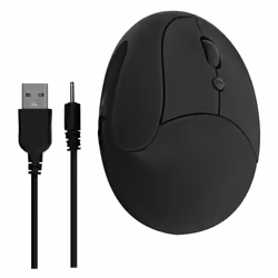 T'nB Mini souris sans fil ergonomique verticale et rechargeable, Droitier, Conception verticale, RF sans fil, 1600 DPI, Noir