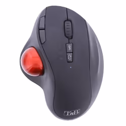 T'nB Souris ergonomique trackball DUAL CONNECT, Droitier, Trackball, RF sans fil + Bluetooth, 2400 DPI, Noir, Rouge