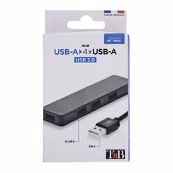 T'nB HUBUSBFIRST station d'accueil Avec fil USB 2.0 Noir - Vue supplémentaire 5