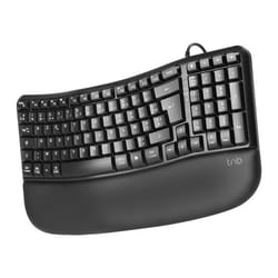 Clavier ergonomique filaire - TNB - ERGO - AZERTY FR - Pavé numérique - Repose-poignet simili cuir