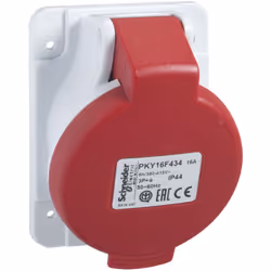 PratiKa socle de prise industrielle coudée 16 A 3P+T 380-415 V CA IP44 SCHNEIDER PKY16F434 PratiKa prise industrielle basse t ...
