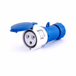 Prise mobile 32A 2P+T clapet bleu 200 250V CA industrielle étanche IP44 PratiKa PratiKa-prise mobile industrielle-32 A-2P+T-2 ...