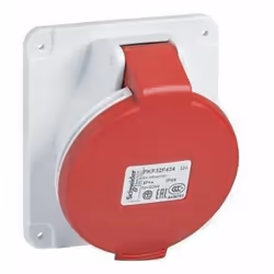 Fiche panneau basse tension coudée PK Patrika vis montée sur panneau coudé, 32A, IP44, IK08, 380V, 3P+E, 50-60 Hz, pesant 0,2 ...