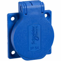 PratiKa socle de prise NF 50x50mm 2P+T 10-16 A IP54 connex. arr. bleu SCHNEIDER PKN51B modèle - broche de contact de protecti ...