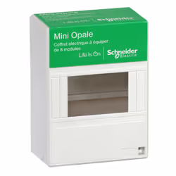 Caractéristiques du coffret mini opale 4/8 modules - Schneider : Modèle : coffret mini opale Couleur(s) : blanc et vert Nombr ...