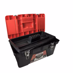 Boîte à outils Basic de chez MOB 2 fermetures métalliques Plateau amovible interne 3 compartiments pour le rangement de petit ...