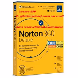 Logiciel de sécurité - NORTON - 360 DELUXE 2024 - 5 Appareils - 1 An - 50 Go Cloud