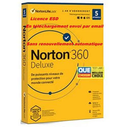 Logiciel de sécurité - NORTON - 360 DELUXE 2024 - 5 Appareils - 1 An - 50 Go Cloud