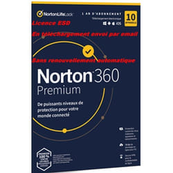 Logiciel - NORTON - 360 PREMIUM 2024 - 10 Appareils - 1 An - 75 Go Cloud