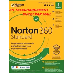 Abonnement Norton 360 Standard 2024 - 1 Appareil - 10 Go Cloud - ESD - 1 An - PC Mac Android