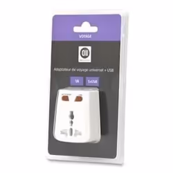 Adaptateur multi pays - D2DIFFUSION - USB 1A - Blanc - Intérieur - Voyage