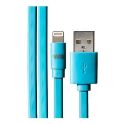 Câble USB/lightning plat compatible avec iPhone: évite de faire des noeuds 1m bleu - en silicone