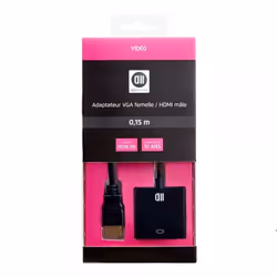 D2 Diffusion D2ADPVGAFHDMIM, 0,5 m, VGA (D-Sub), HDMI, Femelle, Mâle, Droit