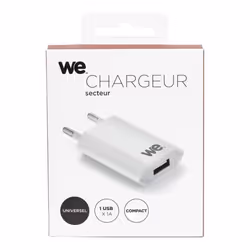 Chargeur secteur - WE - 1 USB 1A - Blanc - CA 100-240 - 1A max