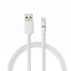 Câble USB/Lightning - WE - Plat - 2m - Silicone - Compatible iPhone et iPad Pro