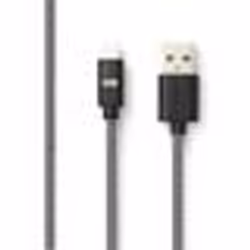 Câble USB - WE - Nylon tressé - 1 mètre - Noir et blanc - Compatible Apple Lightning