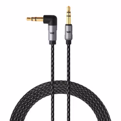 Câble Auxiliaire Audio Jack 35mm Mâle Mâle Nylon coudé 90° tressé 1m50 - WE - très résistant