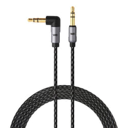 Câble Auxiliaire Audio Jack 35mm Mâle Mâle Nylon coudé 90° tressé 1m50 - WE - très résistant