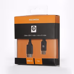 D2 Diffusion D2USBCMICROB100N, 1 m, USB C, Micro-USB A, USB 3.2 Gen 2 (3.1 Gen 2), 10000 Mbit/s, Noir