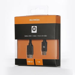 D2 Diffusion D2USBCMICROB100N câble USB 1 m USB 3.2 Gen 2 (3.1 Gen 2) USB C Micro-USB A Noir