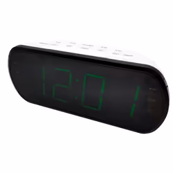 WE Radio réveil grand affichage FM  Dual alarme led vert 1 port USB intégré pour la charge blanc