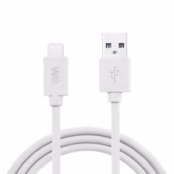 Câble USB vers Lightning en Silicone - WE - 2 Mètres - Charge et Synchronisation des Données - Blanc