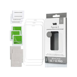 WE PACK 3 verres trempés IPHONE 12 / 12 PRO : 3 Protections décran - anti-rayures - anti-bulles dair - ultra-résistant - dureté