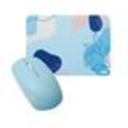 WE POP Pack Tapis de souris design bleu abstrait : 200x140x3mm + souris optique sans-fil 2.4 GHz