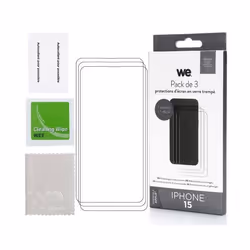 WE PACK 3 verres trempés IPHONE 15 : 3 Protections décran - anti-rayures - anti-bulles dair - ultra-résistant - dureté 9H Gla ...
