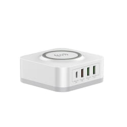 Chargeur secteur WE 3 Port USB A + 1 Port USB-C + 1 socle charge sans-fil Total 32W  Power Delivery/QC 3.0 coloris blanc.