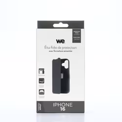 Etui folio - WE - iPhone 16 - Fermeture magnétique - Anti-chocs - Porte-cartes intégré