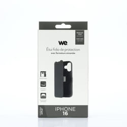 Etui folio - WE - iPhone 16 - Fermeture magnétique - Anti-chocs - Porte-cartes intégré