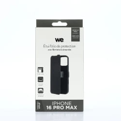 WE Etui folio magnétique pour iPhone 16 Pro Max Noir