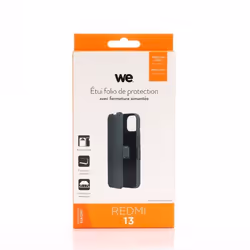 Etui folio - WE - Xiaomi Redmi 13 - Fermeture aimantée - Couleur noire - Protection optimale