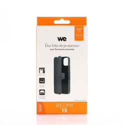 Etui folio - WE - Xiaomi Redmi 13 - Fermeture aimantée - Couleur noire - Protection optimale