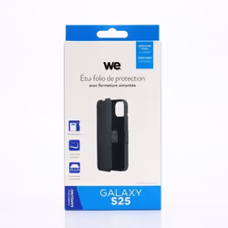 Etui folio - WE - SAMSUNG S25 - Noir - Fermeture aimantée - Coque semi-rigide