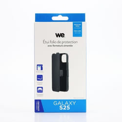 Etui folio - WE - SAMSUNG S25 - Noir - Fermeture aimantée - Coque semi-rigide