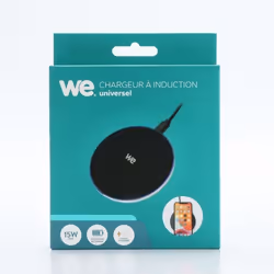 Chargeur à induction universel 15W - Noir - Indicateur de charge lumineux - Sans fil