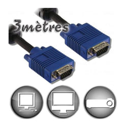 Cable vga HD15 Male / Male - 3m