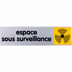 Plaque décorative et informative pour portes intérieures. Texte noir sur fond argent repris par un logo sur fond de couleur.S ...