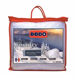 Couette chaude 80% polyester et 20% coton de coloris blanc. Grammage : 400 gr/m². Garnissage : fibres creuses 100% polyester. ...