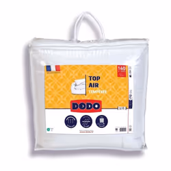 Cette couette tempérée de la gamme DODO VOLPT'AIR mesure 140 x 200 cm, adaptée pour un lit une personne. Son enveloppe est en ...