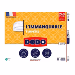 Pour des nuits douillettes, choisissez la couette tempérée DODO L'IMMANQUABLE. Son enveloppe toucher peau de peche et son gar ...