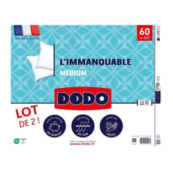 Dodo - Lot de 2 oreillers - l'immanquable - 60 x 60 cm - Blanc