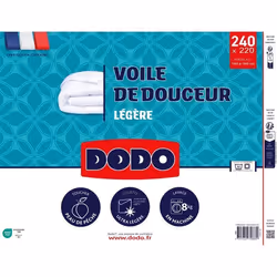 DODO - Couette ultra légère 100 g/m² - VOILE DE DOUCEUR - 220 x 240 cm - Blanc