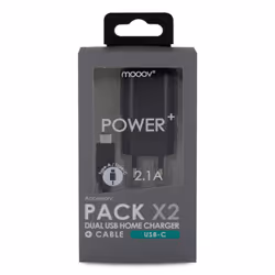 MOOOV 730311 chargeur d'appareils mobiles Téléphone portable, Smartphone Noir Secteur Charge rapide Intérieure