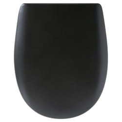 Olfa - Abattant wc noir de forme ovale en bois réticulé® déclipsable charnières inox nf - Ariane