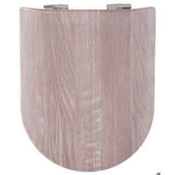 Abattant Double OLFA Descente Assistée Imitation Bois Marron Brun 47x36.5 cm